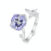 BSR452-E Sterling Silver S925 White Gold Plated Zircon Pansy Ring