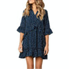 Burst Ruffled Skirt Fashion Dot Dress, Size:XL(Navy Blue)