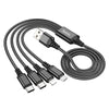 hoco X76 4 in 1 2A Dual USB-C/Type-C +8 Pin + Micro USB Super Charging Cable,Length: 1m(Black)