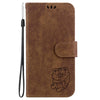 For Realme 13+ Global Little Tiger Embossed Leather Phone Case(Brown)