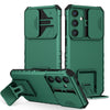 For Samsung Galaxy S25 5G Stereoscopic Holder Sliding Camshield Phone Case(Green)