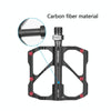PD-M86C  1 Pair PROMEND Bicycle Road Bike Mountain Bike 3 Palin Carbon Fiber Bearing Pedal(Red)