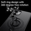 For Samsung Galaxy S24 5G Carbon Fiber MagSafe Phone Case with 360 Degree Rotating Holder(Black Silver)