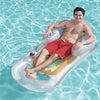Single Water Inflatable Bed Back Luxury Chair Adult Inflatable Floating Row with Armrest & Cup Hole, Size:161 x 84cm(Transparent)