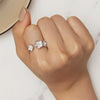 BSR447 Sterling Silver S925 Plated White Gold Fully Paved Zircon Flower Open Adjustable Ring