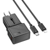 hoco AC24 Mini PD25W QC3.0 Universal Travel Charger with Type-C to 8 Pin Cable(Black)
