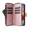 For Samsung Galaxy S24 FE 5G Nine-card Slots Zipper Wallet Bag Leather Phone Case(Rose Gold)