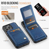 For iPhone 13 Pro AutSpace A12 MagSafe Magnetic RFID Card Bag Phone Case(Blue)