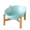 Elevated Ceramic Cat & Dog Bowl, 18cm Blue, 600ml - Bamboo Stand
