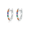 Sterling Silver Rainbow Earrings S925 Zircon Earrings, Color:White