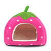 Foldable Strawberry Pet Bed House, Plush Nest, XS Cat/Small Dog