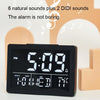 Large Screen LED Clock Bedside Multifunctional Electronic Alarm Clock(Black Shell White Light)