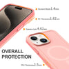 For iPhone 14 Plus Shockproof MagSafe Armor PC Hybrid TPU Phone Case(Light Pink+Coral Red)