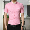 Men Business Shirt Short Sleeves Turn-down Collar Shirt, Size:XXL(Pink)