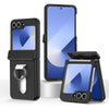 For Samsung Galaxy Z Flip6 5G Folding Central Axis Card Bag Phone Case with Ring(Black)