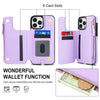 For iPhone 12 Pro Max Double Flap Zipper RFID Leather Phone Case with Short Lanyard(Light Purple)