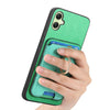 For Samsung Galaxy A05 Retro Cross Leather Ring Vertical Insert Card Bag MagSafe Phone Case(Green)