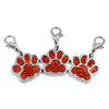 10 Red Enamel Paw Print Charms - Jewellery Making, Keychains