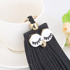Fashion Casual PU Leather Tassels Women Key Chain Bag Pendant Car Key Chain Ring Hanging Holder Creative Personality Owl Tassel Car Key Ring Bag Ornaments Pendant(Black)