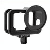 PULUZ for GoPro HERO12 Black /11 Black /10 Black /9 Black Thin Housing Shell CNC Aluminum Alloy Protective Cage with Insurance Frame & 52mm UV Lens(Black)
