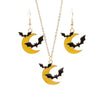 Halloween Personalized Alloy Electroplating Moon Bat Jewelry(Earrings+Necklace)