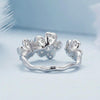 BSR447 Sterling Silver S925 Plated White Gold Fully Paved Zircon Flower Open Adjustable Ring