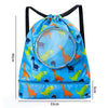 Wet And Dry Separation Waterproof Drawstring Shoulder Beach Swimming Bag For Children Blue L