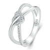 S925 Sterling Silver Plated Gold Heart-Shaped Wrap Double-Layer Rings, Size: 6
