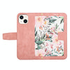 For iPhone 13 mini Floral Pattern Leather Phone Case with Lanyard(Pink)