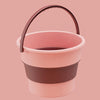 Medium 10L Folding Thickened Portable Plastic Bucket Outdoor Fishing Barrel Car Travel Wash Barrel(Light Pink)