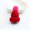12PCS Cute Mini Knitted Hairball Hat Brooch Sweater Pins Badge(Wine red)