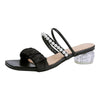 Silk Mesh Pearl Outerwear Crystal Mid-heel Sandals Sippers, Size: 37(Black)