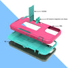 For iPhone 12 Magnetic Holder Phone Case(Rose Red + Blue-green)