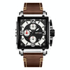 SANDA 5304 Quartz Men Watch Three Eyes Six Stitches Simple Calendar Waterproof Waist Watch(Belt Coffee)