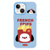 For iPhone 14 Plus Skin Feeling Jelly TPU Hybrid PC Phone Case(French Fries Puppy Blue)