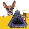 Canvas Pet Tent Bed, Large 60x60x70cm, Navy/Red Star, Cat/Dog