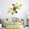 Flower Art Modern Design DIY Removable 3D Crystal Mirror Wall Clock Wall Sticker Living Room Bedroom Decor(Gold)