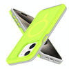 For iPhone 12 Shockproof MagSafe Armor PC Hybrid TPU Phone Case(Fluorescent Green+Gray)