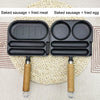 2 In 1 Multifunctional Frying Pan Breakfast Pan Household Cast Iron Roasting Sausage Skillet(Frying Meat Model)