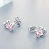 Heart-shaped S925 Sterling Silver Earrings with Gemstones