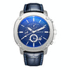 Ochstin 5039C Multifunctional Business Men Watch Luminous Waterproof Leather Quartz Watch(Silver+Silver+Blue)