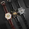 Ochstin 2002C Men  Automatic Hollow Leather Mechanical Watch Business Waterproof Night Light Men Watch Mechanical Watch(Coffee)