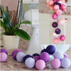 3M 20 Leds Cotton Ball Light String Holiday Wedding Christmas Party Bedroom Fairy Lights Outdoor LED Light Garland Decoration, Power Supply: USB(Purple)
