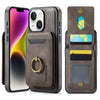 For iPhone 14 Plus DG.MING K1 MagSafe Detachable Wallet RFID Back Cover Phone Case(Coffee)
