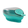 Pet Shower Brush with Shampoo Dispenser, Blue, Fine Bristles