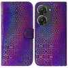 For Asus Zenfone 9 Colorful Magnetic Buckle Leather Phone Case(Purple)