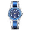 XinHua Women Diamond Mirror Surface Hollow Stainless Steel Bracelet Quartz Watch(Blue)