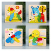 4 PCS / Sets Of Children Early Education Three-Dimensional Wooden Animal Puzzle Toys(Duck + Dragonfly + Rhino + Pony)