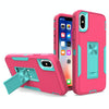 For iPhone XS Max Magnetic Holder Phone Case(Rose Red + Blue-green)