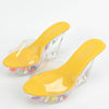 Women Summer 10cm Wedge High Heels Crystal Bottom Sandals Walking Pole Dance Shoes, Size: 36(Yellow)